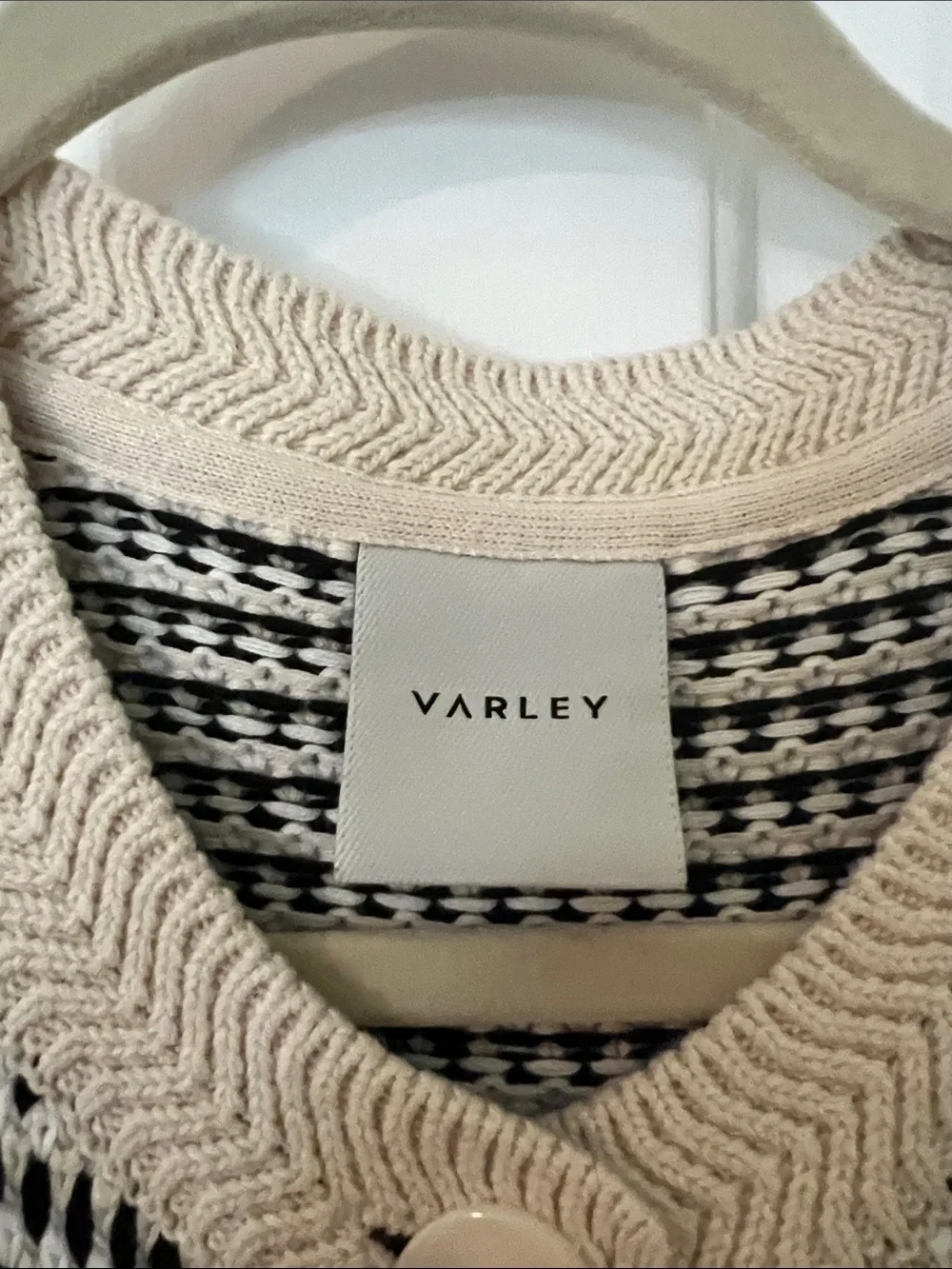 Varley Black and Cream Textured Button-Front Cardigan - Picture 2 of 3